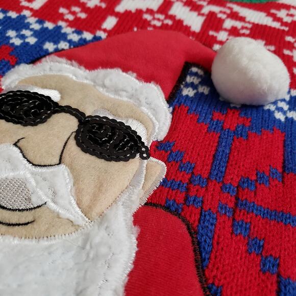 Jolly Sweaters Cool Santa Claus Crewneck Sweatshirt Medium Unisex Ugly Christmas - Picture 7 of 13